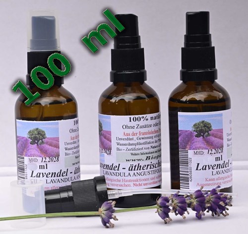 Lavendelöl 100ml - 100% rein, zertifiziert, ätherisches Öl von Biopal Frankreich