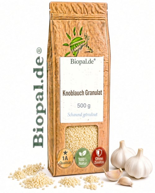 Knoblauch 500g feines Granulat 0.2-0.8 mm Spitzenqualität von Biopal