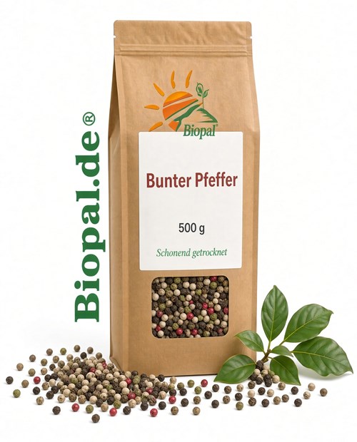 Bunter Pfeffer 500g ganz mit 10% !! Rosa Pfeffer Spitzenqualität von Biopal